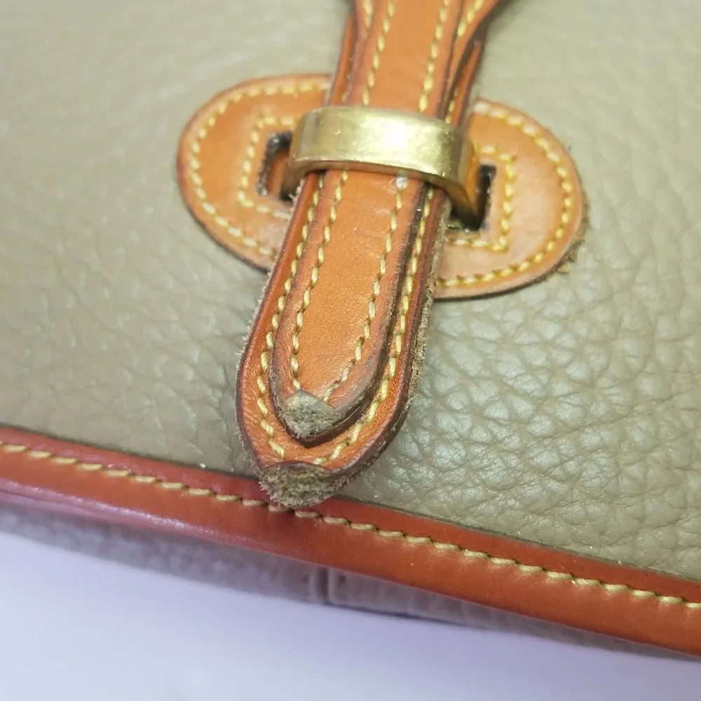 Vintage Dooney & Bourke 70's Over Pebble Leather Over Under Taupe Crossbody Bag